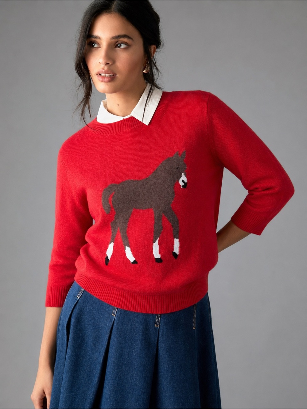 Y2K Peter Jensen Burro Donkey Horse Graphic Wool Angora Sweater Size S